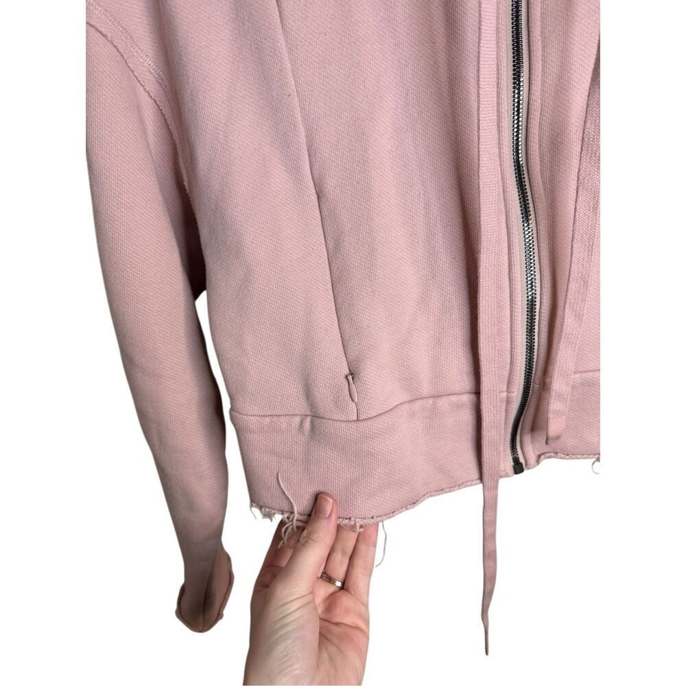 Alo Yoga Pink Full Zip Hoodie Raw Hem Cropped Size Small - Picture 3 of 6